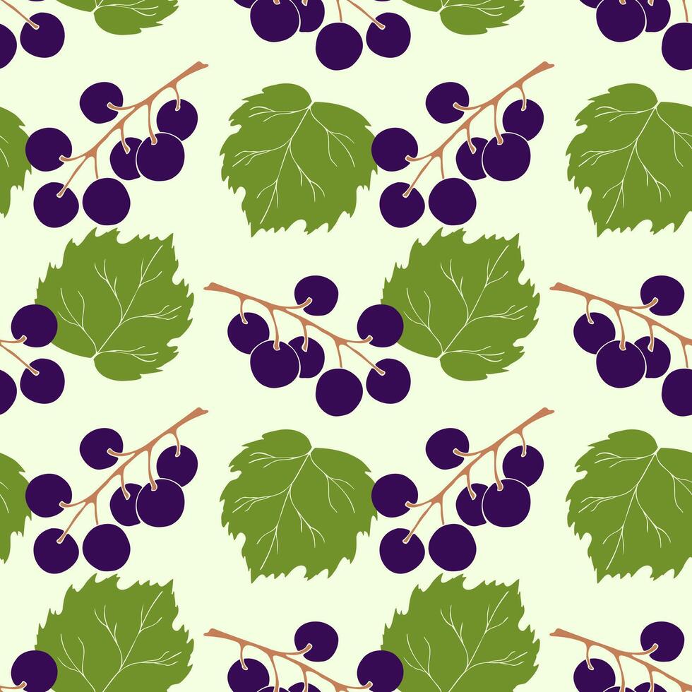 Black currant seamless pattern. Collection of berries. Vector illustration of berries for design menus, recipes and packages product.