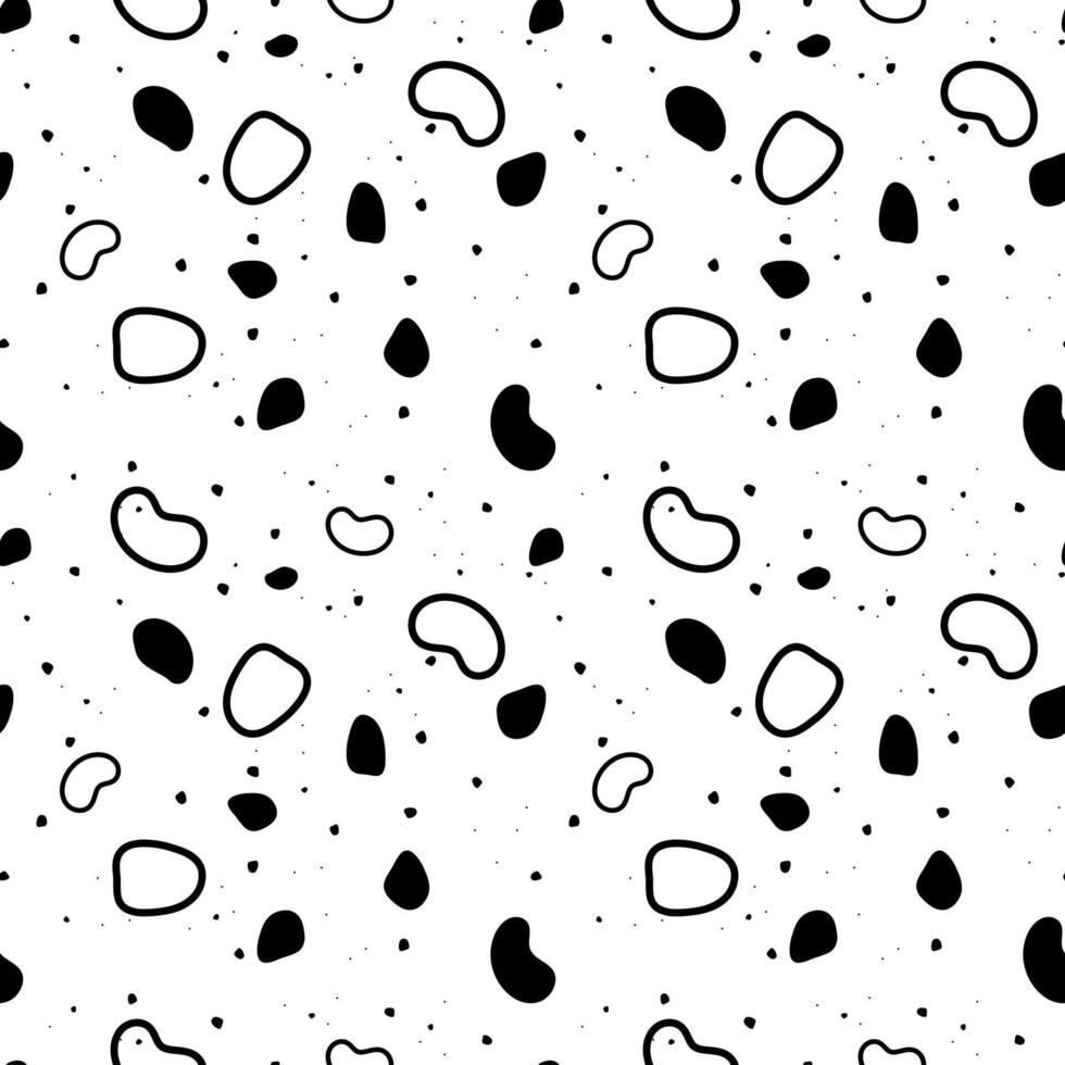 Black and white, stones and geometric shapes pattern. vector