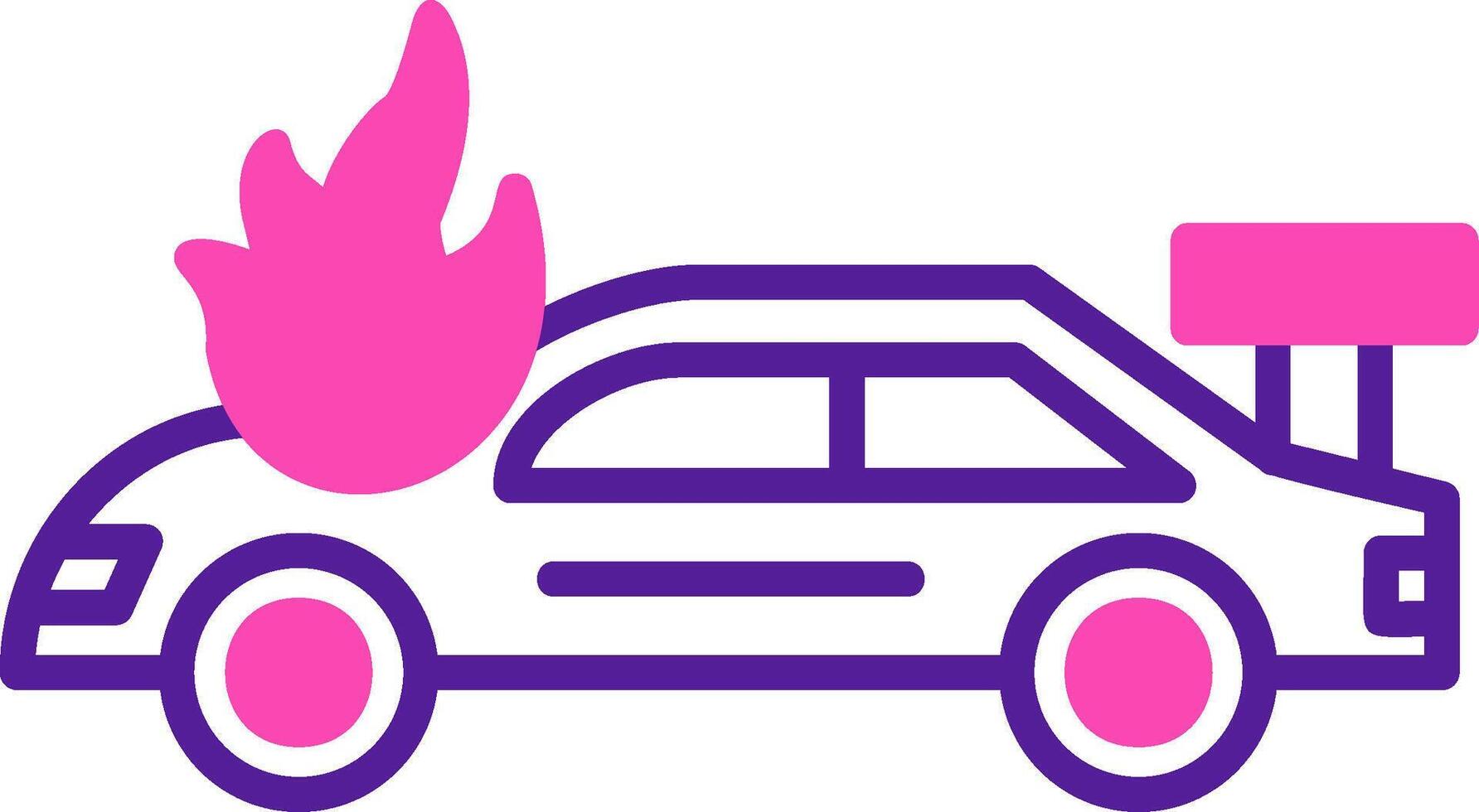 Accident Car In Fire Vector Icon