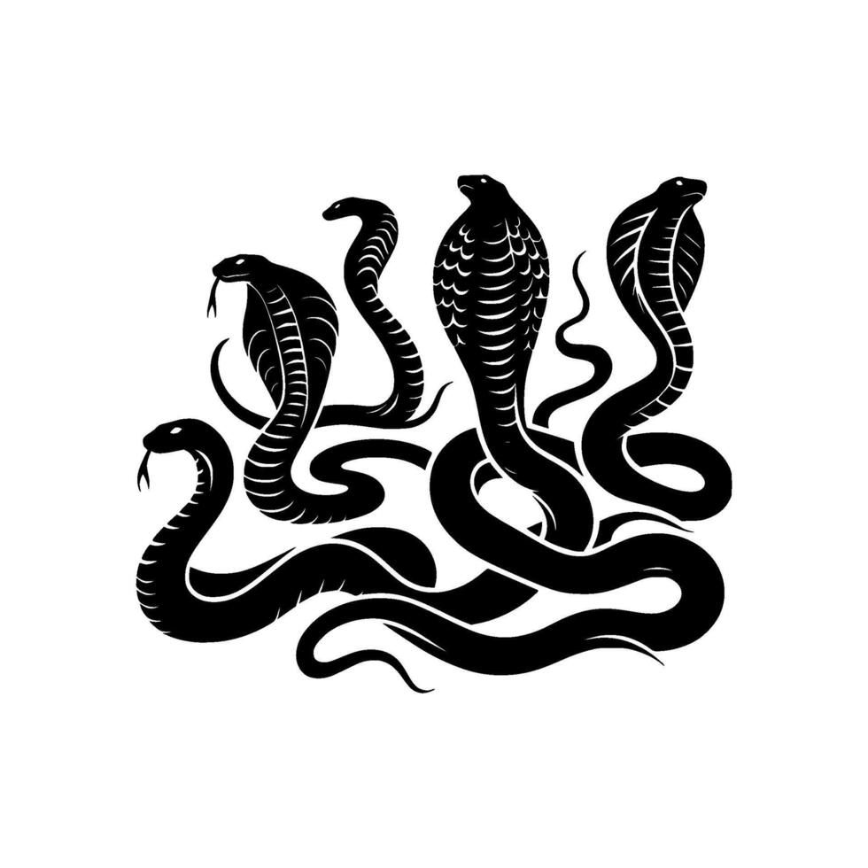 AI generated cobra snake silhouette on isolated background vector