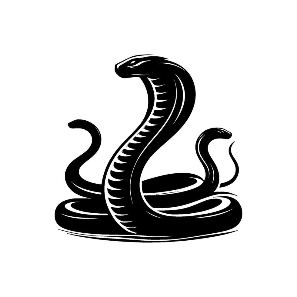 AI generated cobra snake silhouette on isolated background vector