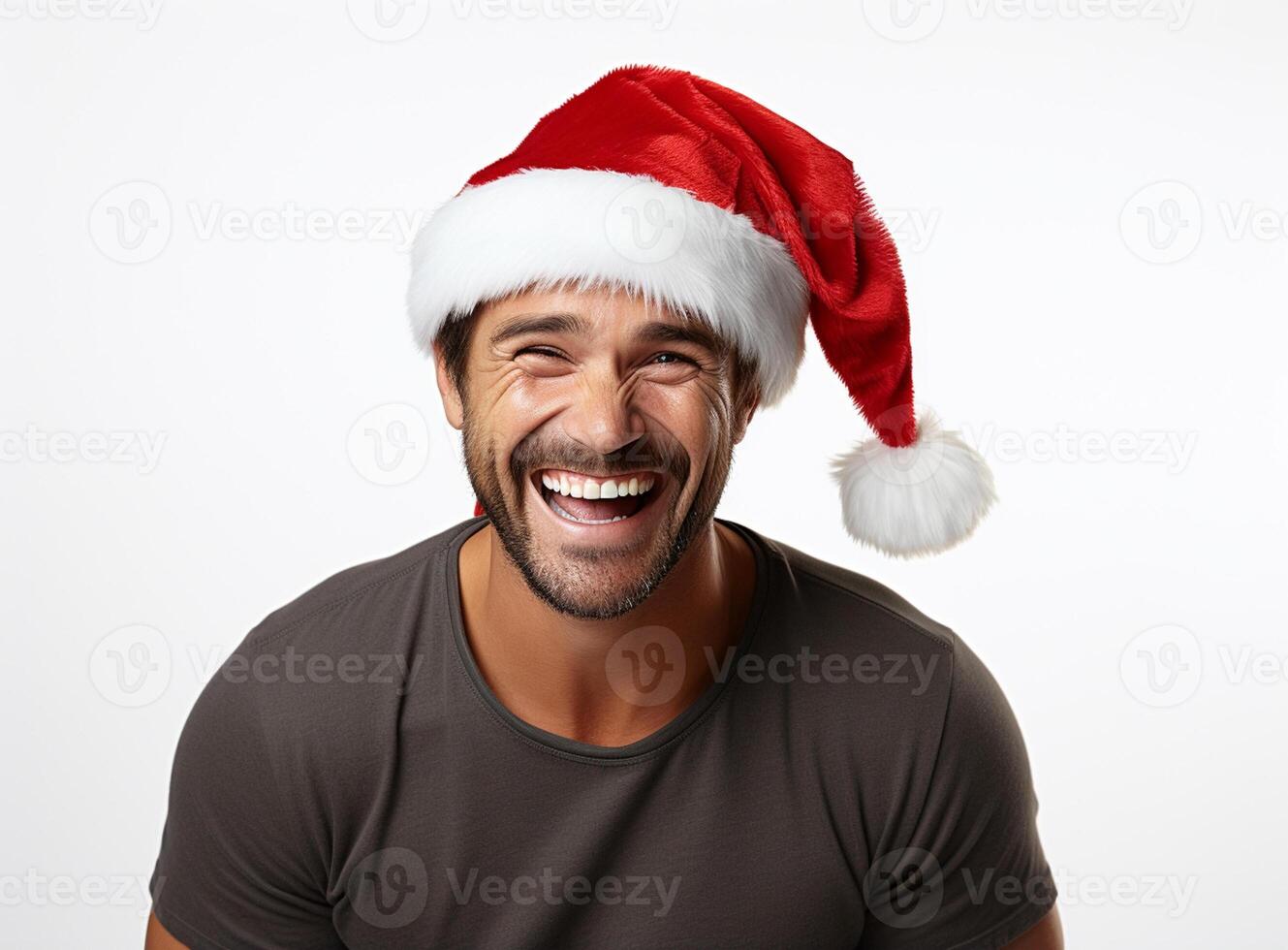 AI Generated Happy young man in Christmas photo