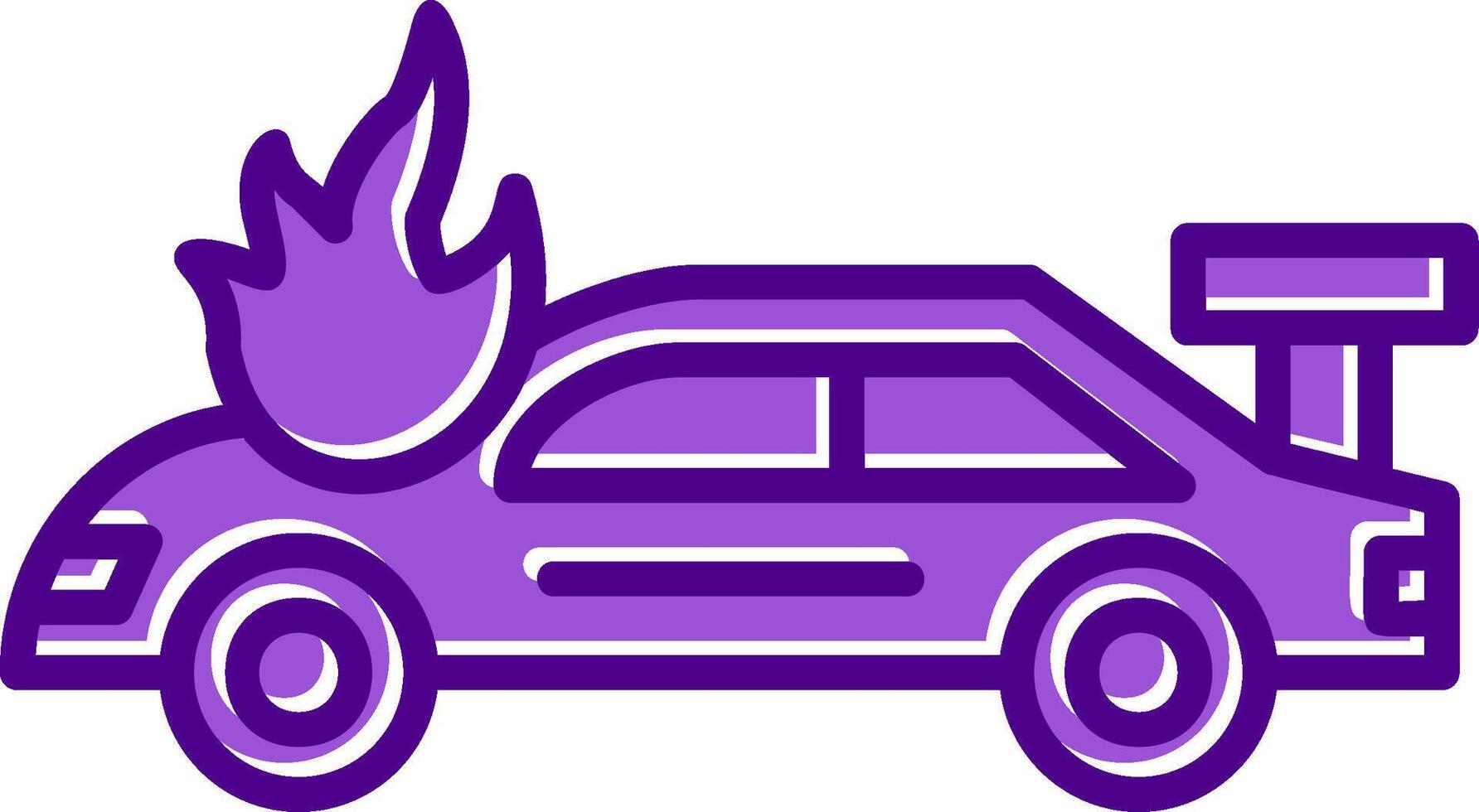 Accident Car In Fire Vector Icon