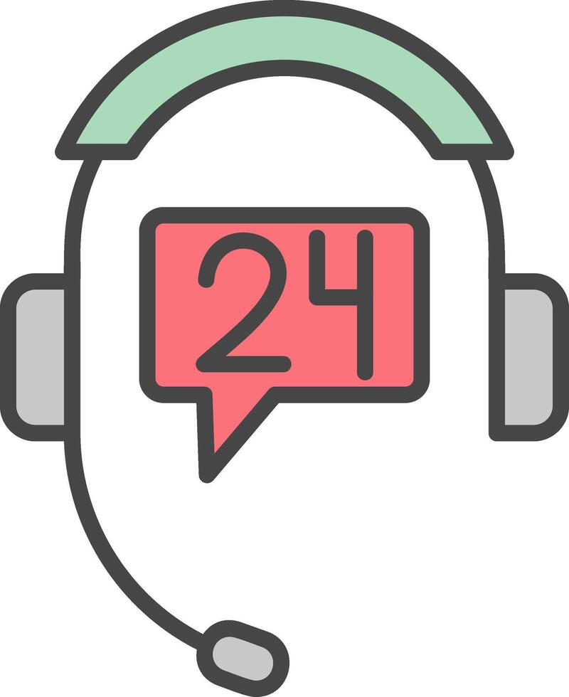 24 Hours Support Vector Icon