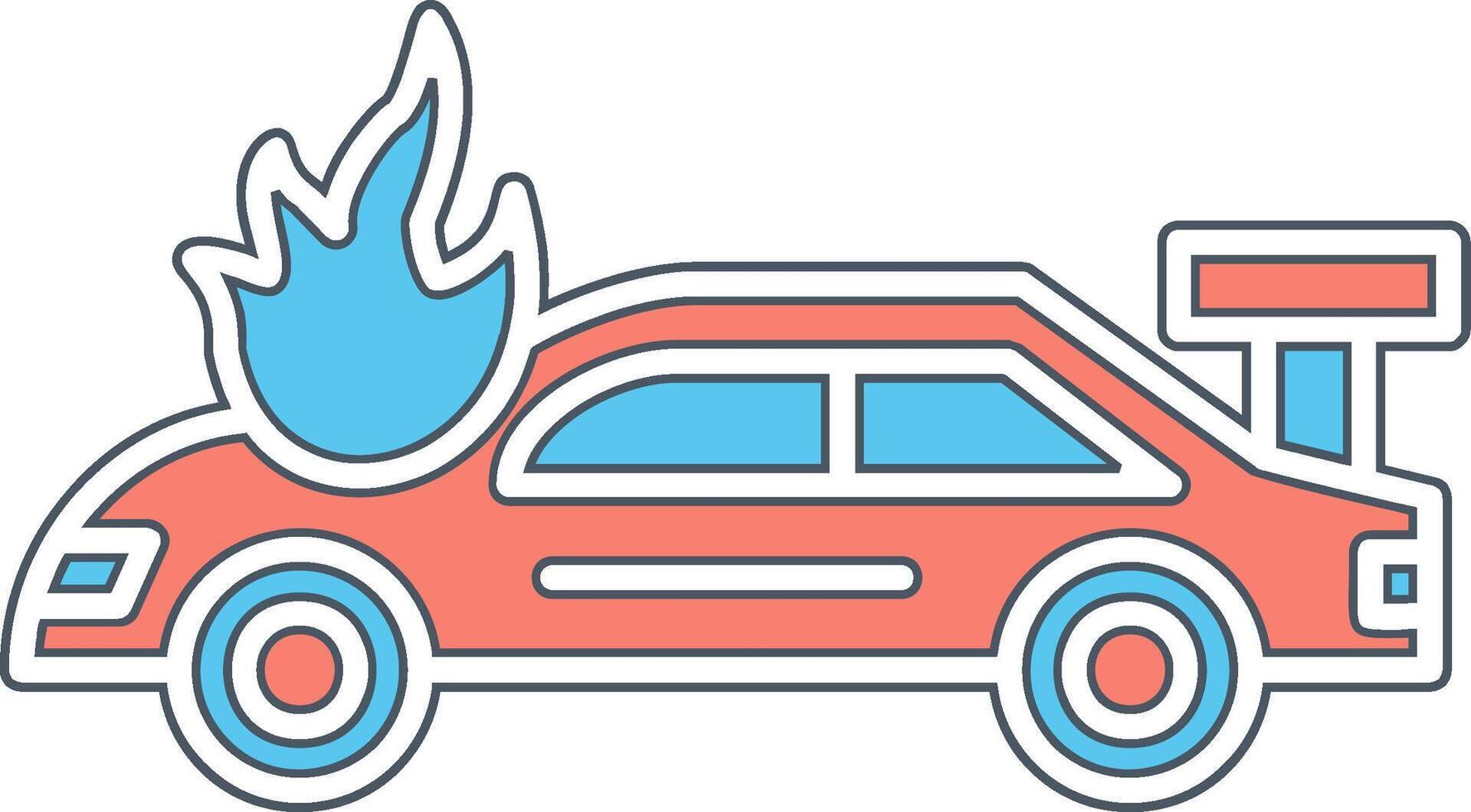 Accident Car In Fire Vector Icon