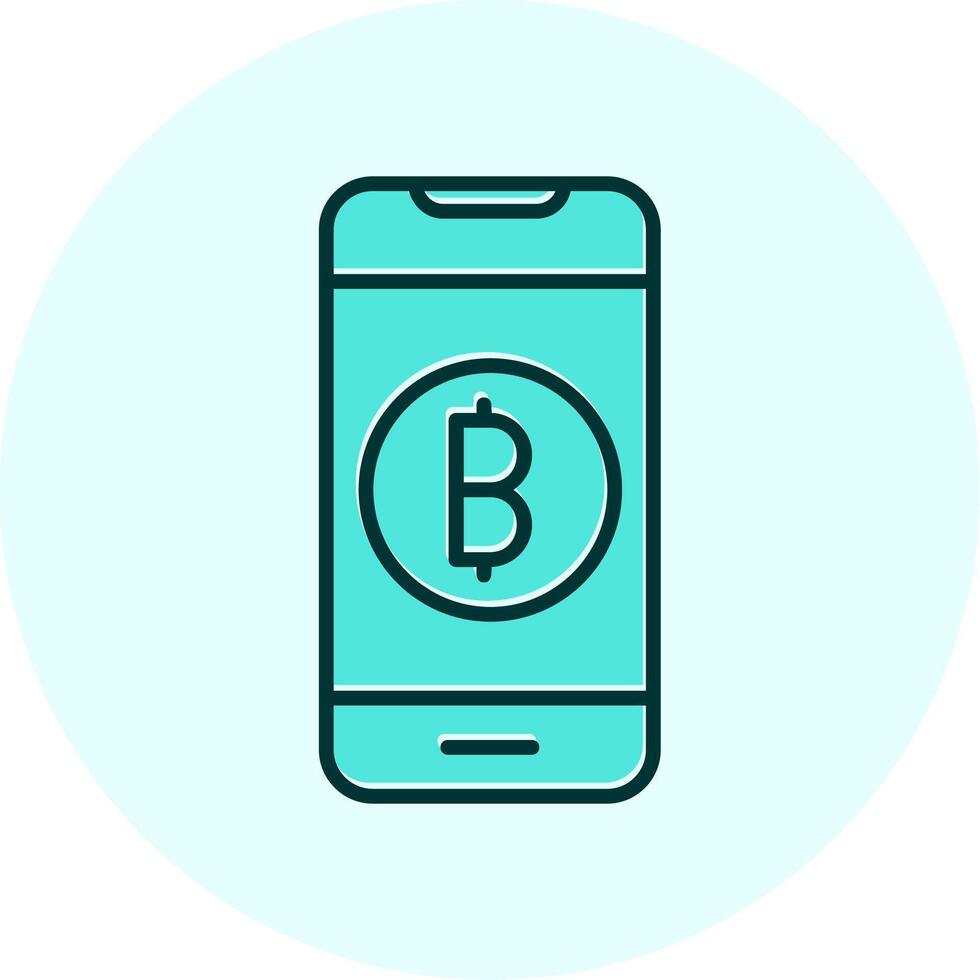 en línea bitcoin pago vector icono