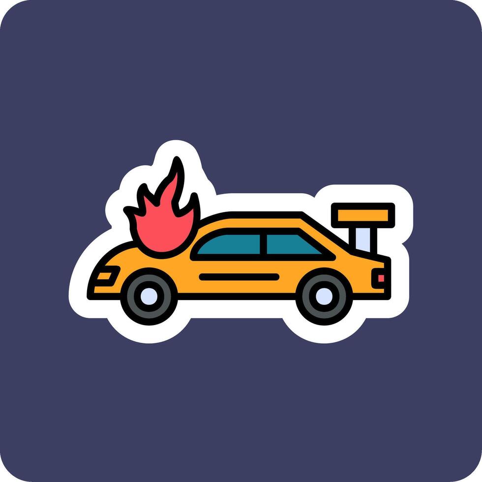 Accident Car In Fire Vector Icon