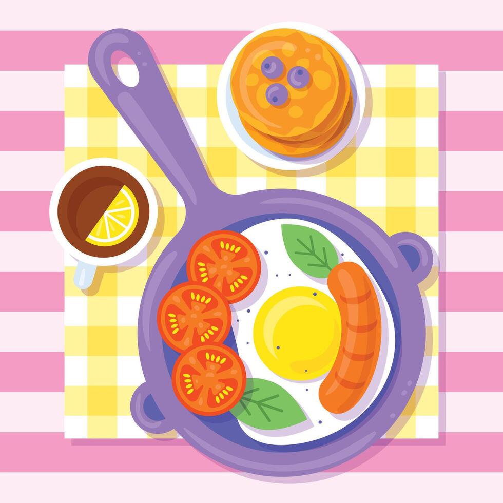 Hand drawn breakfast illustration vector