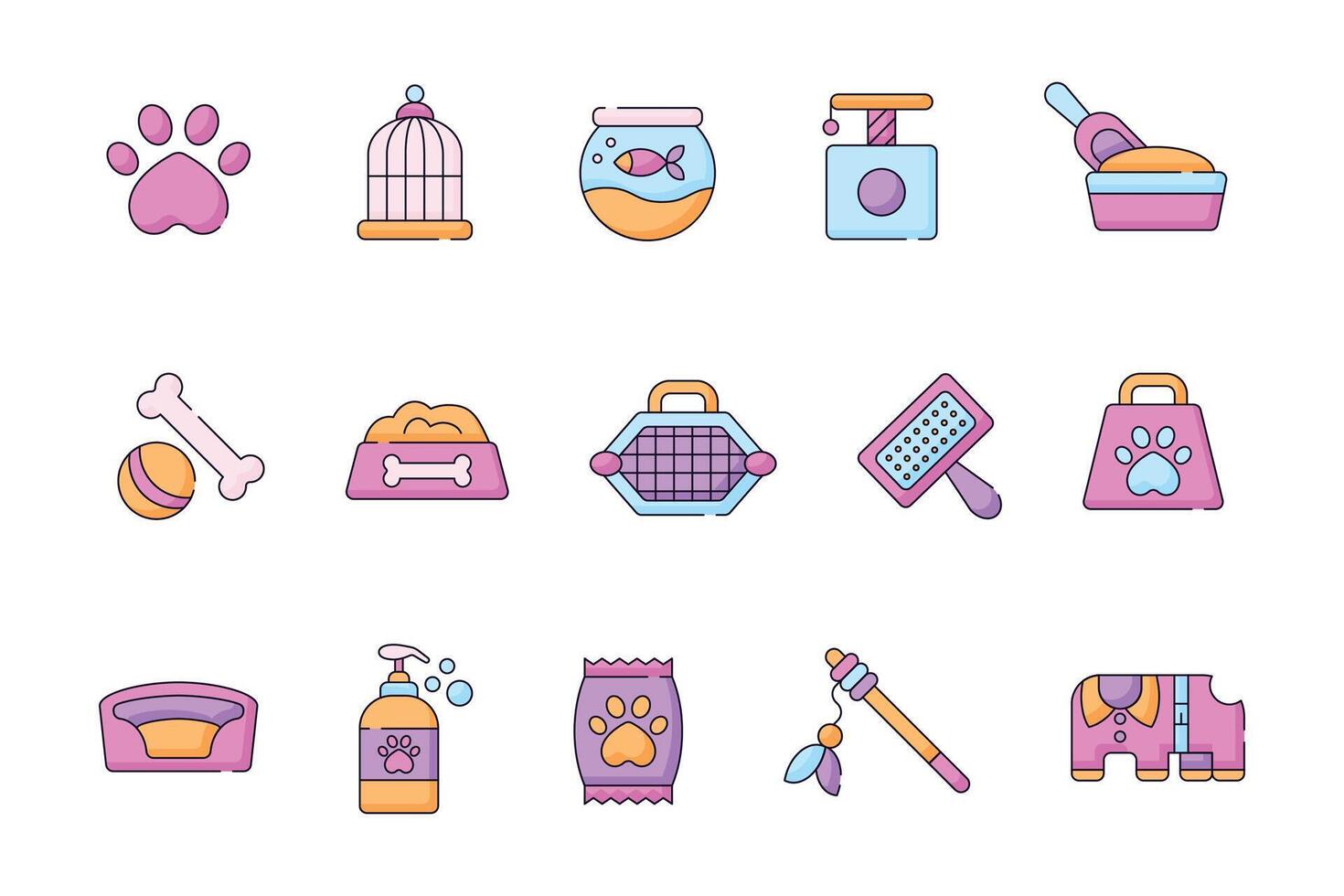 Pet shop icons collection isolated on white background vector
