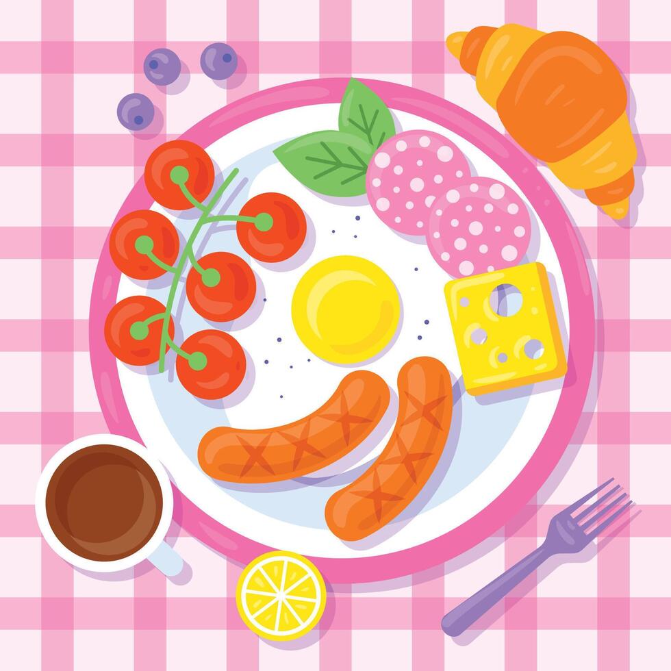 Hand drawn breakfast illustration vector