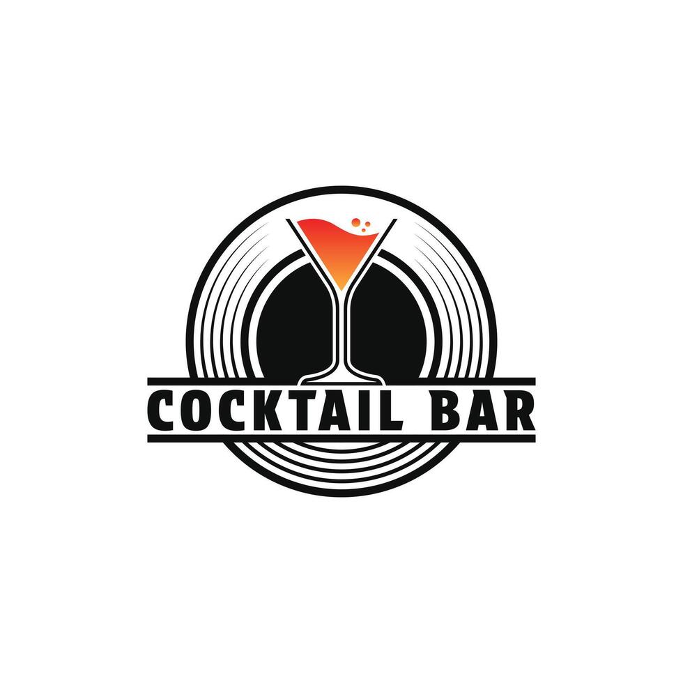 Cocktail logo design vintage retro label circle vector