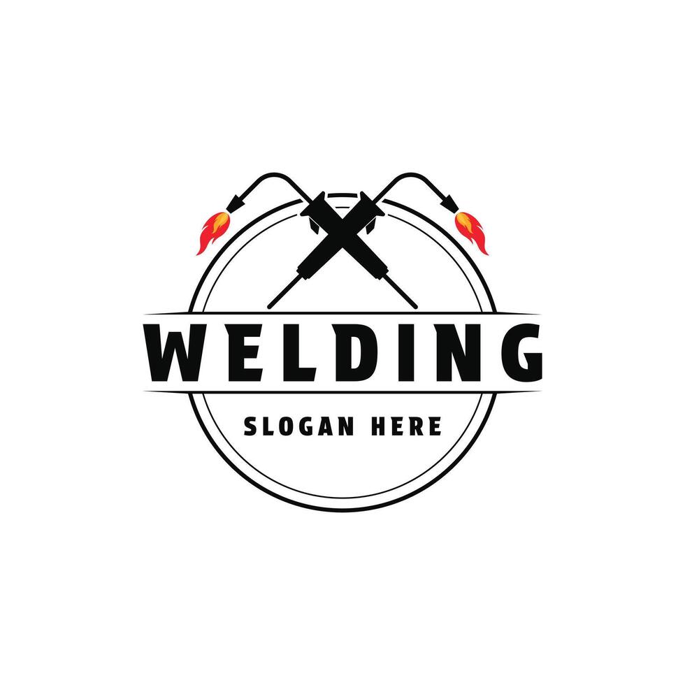 Welding logo design vintage retro style vector