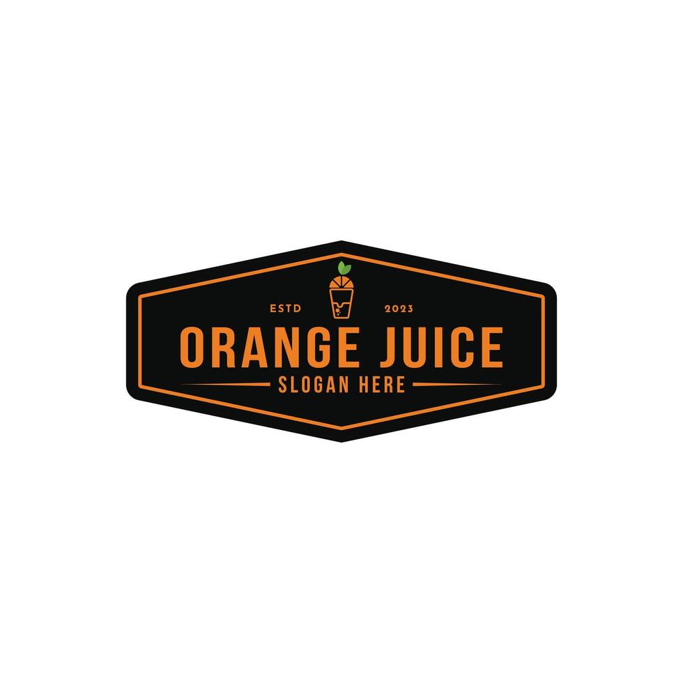 orange juice logo design concept vintage retro badge stamp label vector