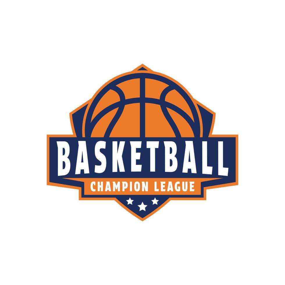 Basketball club logo design sport tournament with shield emblem badge vector