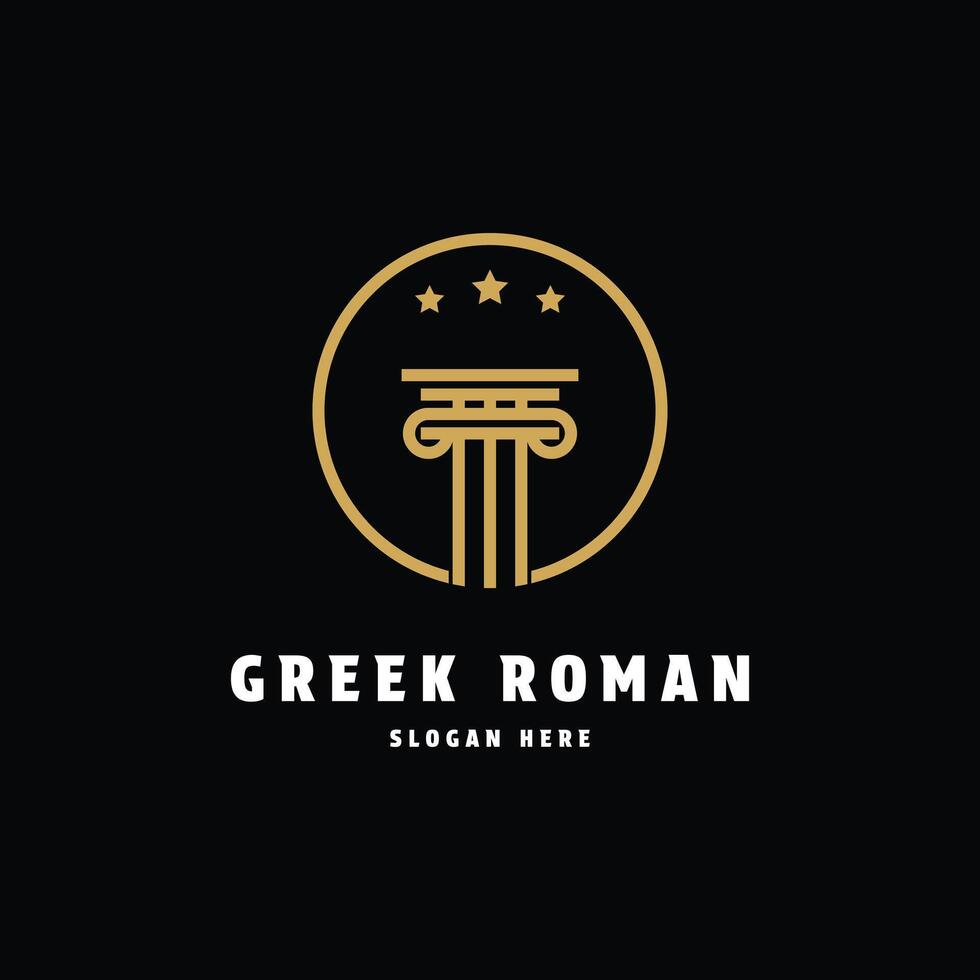 Greek roman gold logo design vintage retro label circle vector