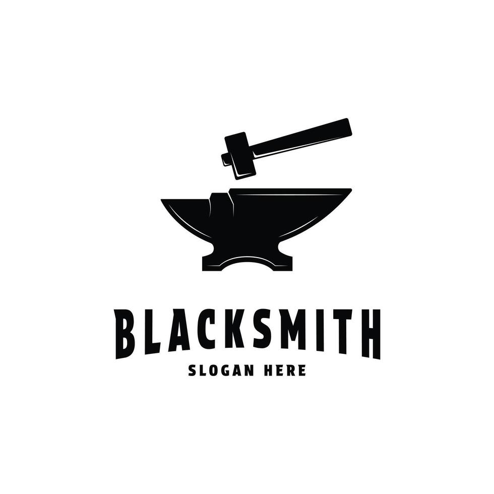 Blacksmith logo design vintage retro style vector