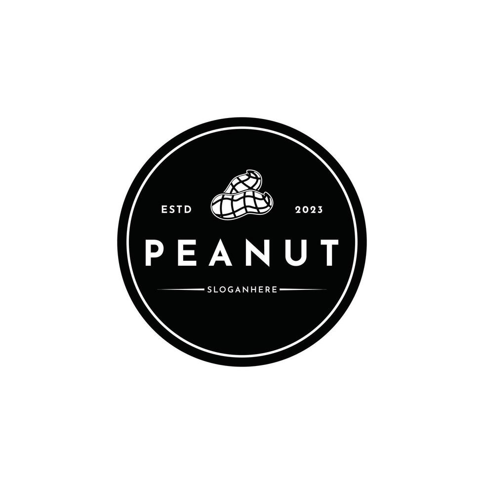 Peanut logo design creative idea, vintage retro label circle vector