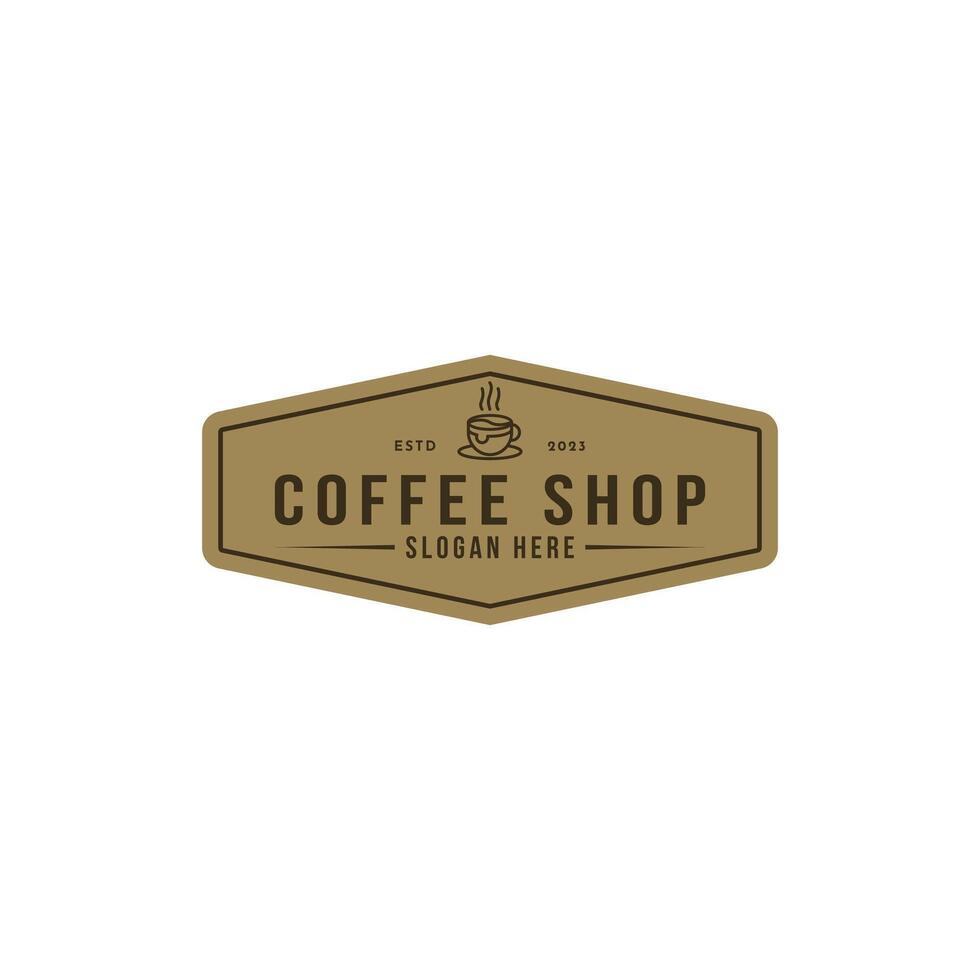 Coffee shop logo design vintage retro stamp vector