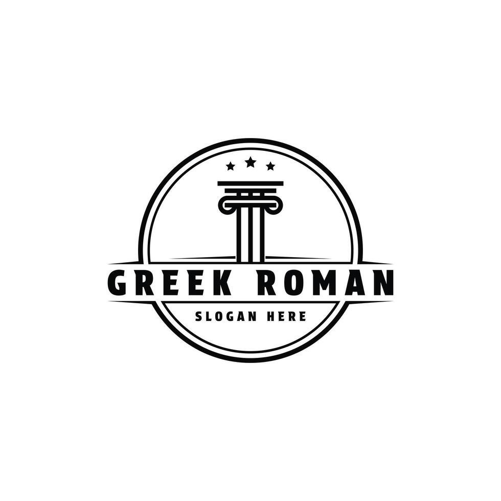 Greek roman logo design vintage retro label circle vector