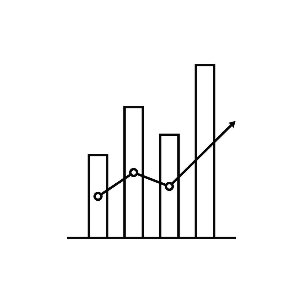 business graph growth icon design outline style vector