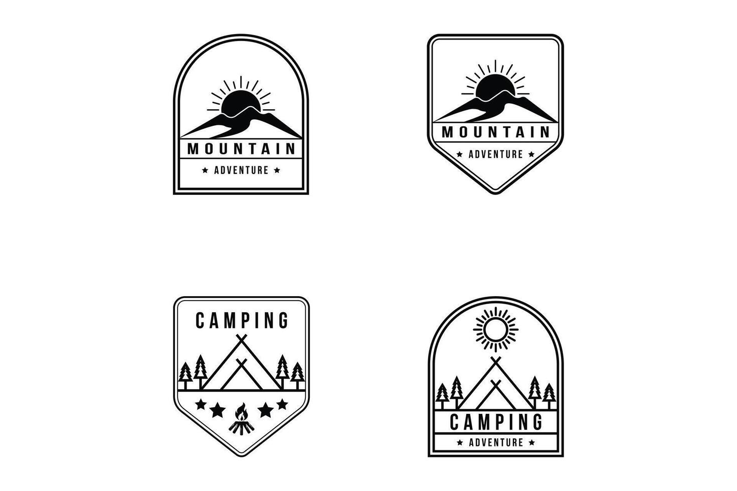 Mountain and camp logo design vintage retro badge vector