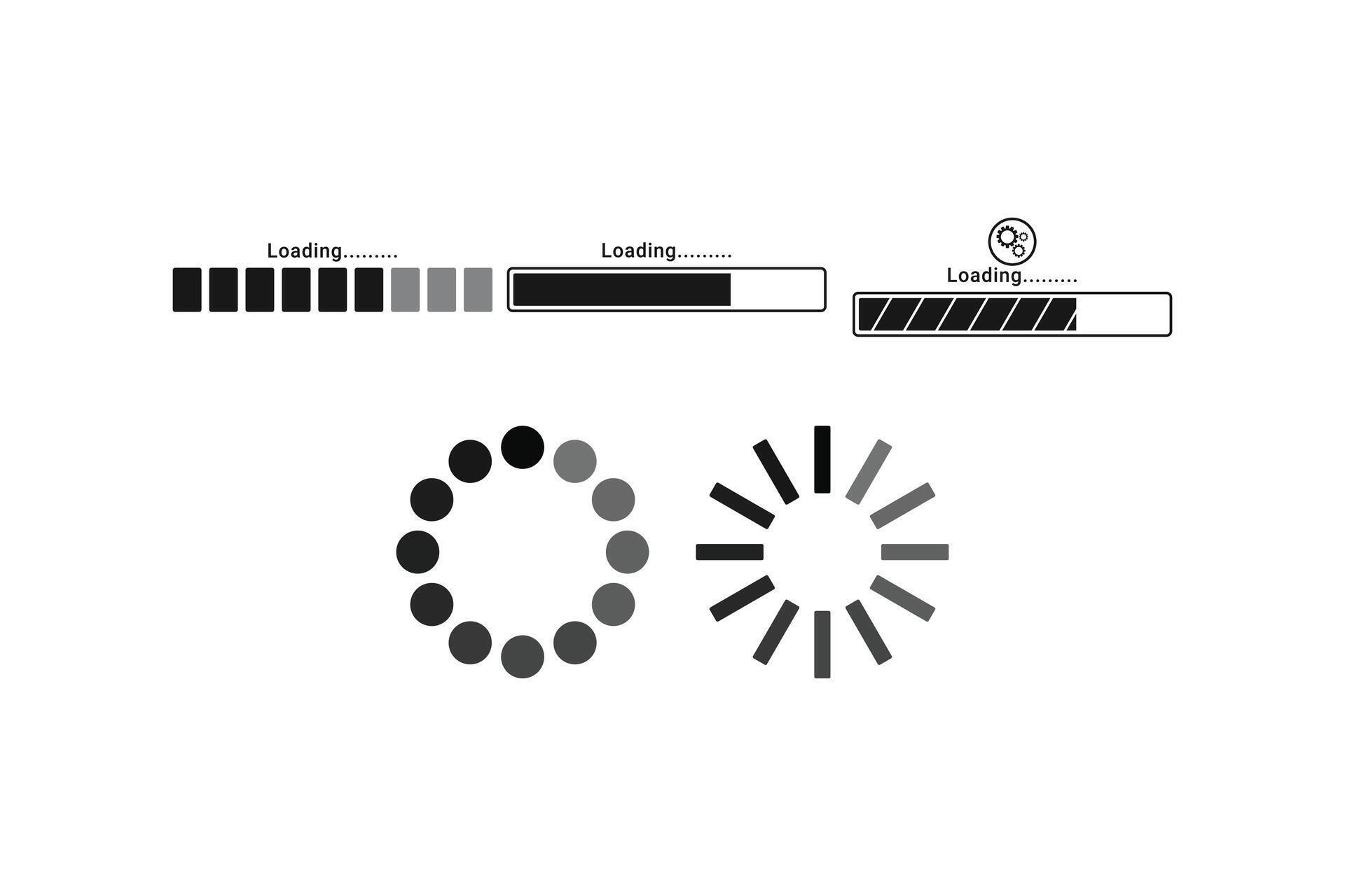 Loading icon isolated on white background, loading bar progress set ...