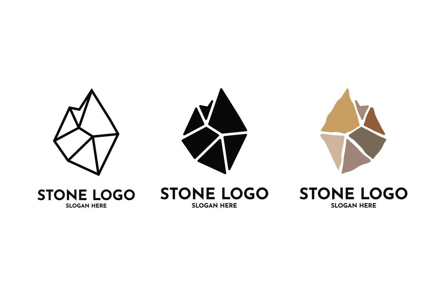 Stone logo design line and silhouette concept. stone logo design set collection vector