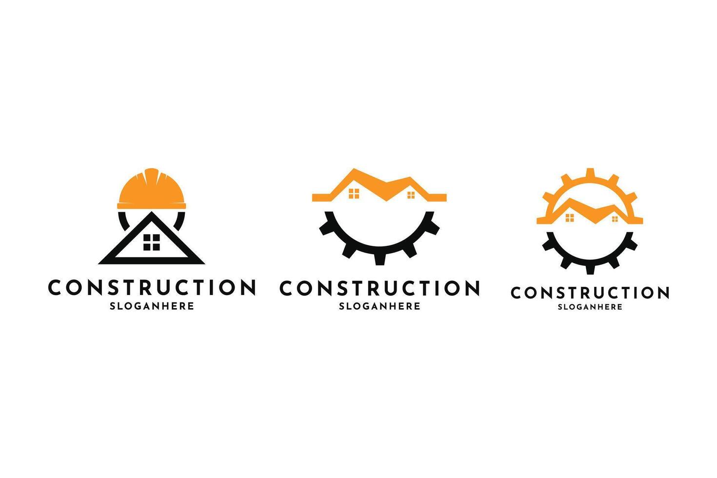 Building construction logo design concept, build construction logo design set collection vector