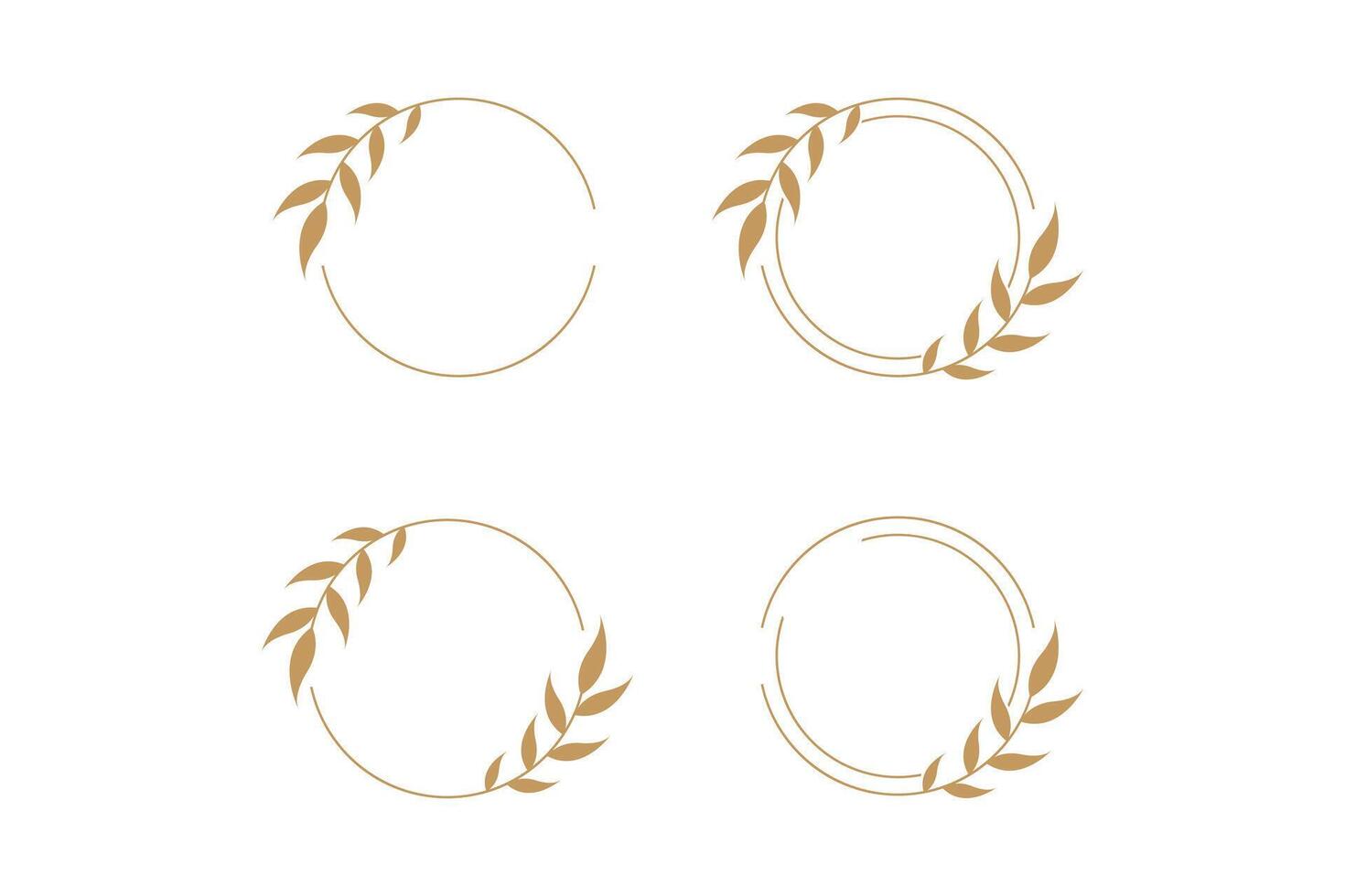Leaf logo flower wedding ornament frame circle vector