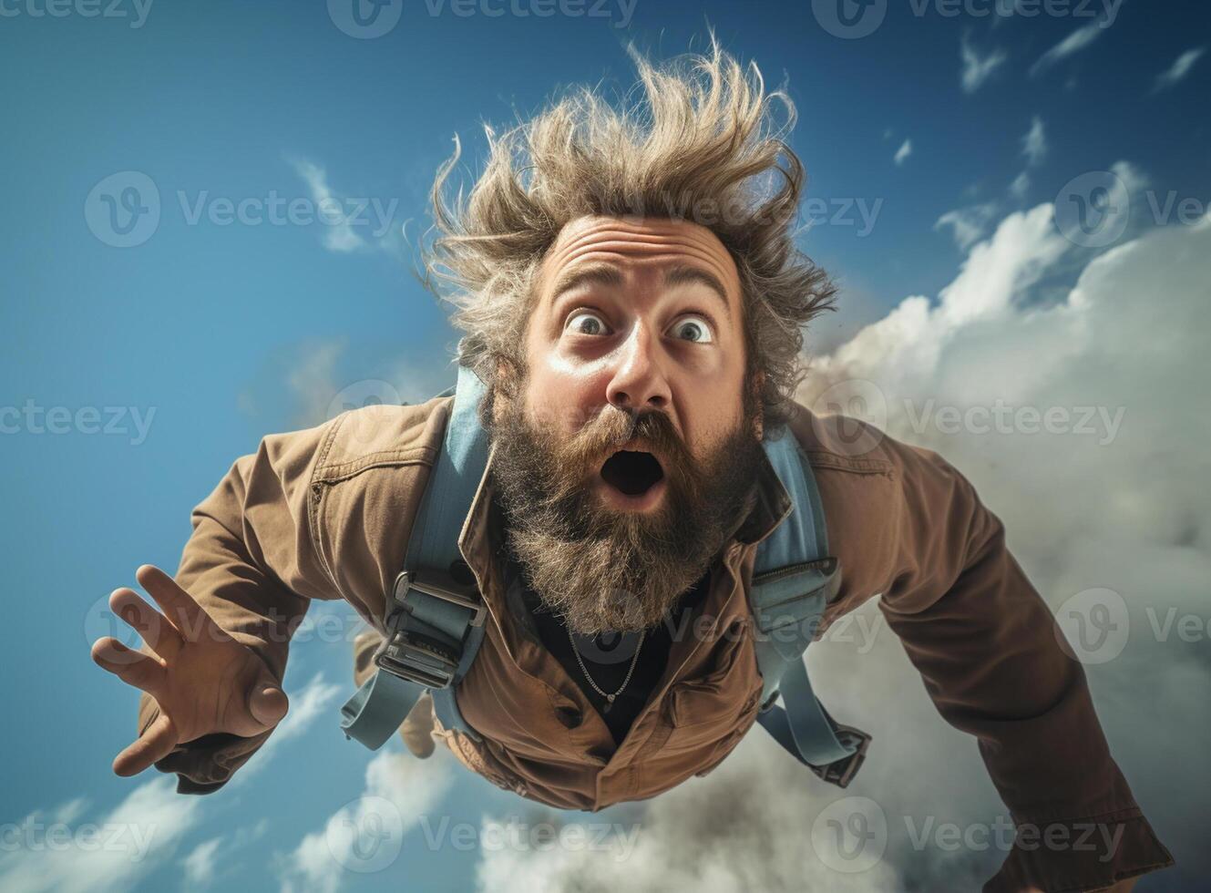 AI Generated Skydiver performing karate kid position photo