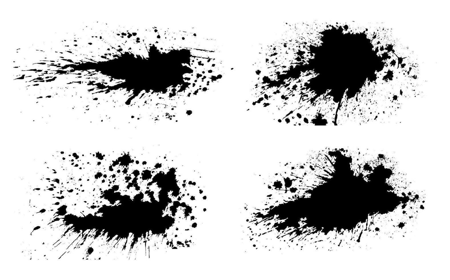 set of black ink splashes vector illustration, black and white grunge splatter background, a set of black ink circles brush stroke bundle on a white background,black and white icons set,