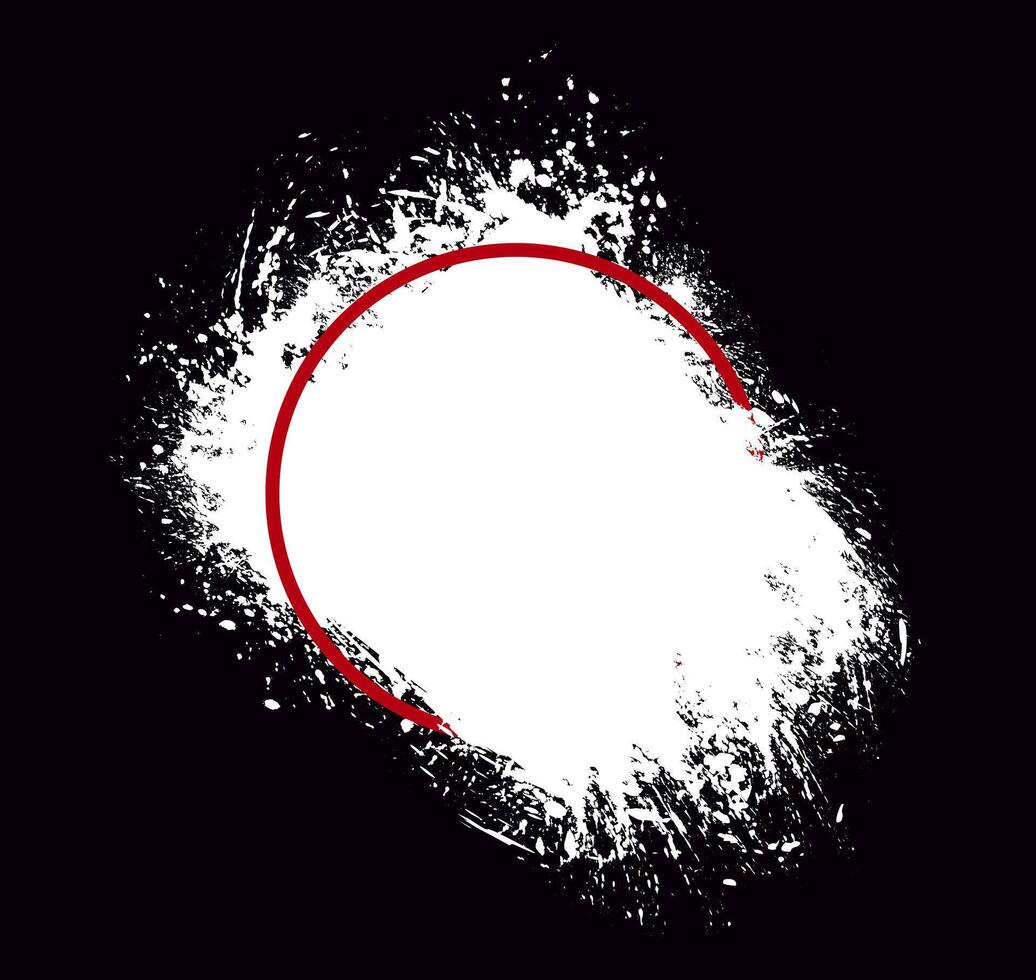 un rojo circulo con pintar cepillo carrera en un negro fondo, un rojo cepillo carrera con blanco cuadrado en un negro fondo, un pintar salpicar cepillar, rebaja plantilla, grunge cepillo vector