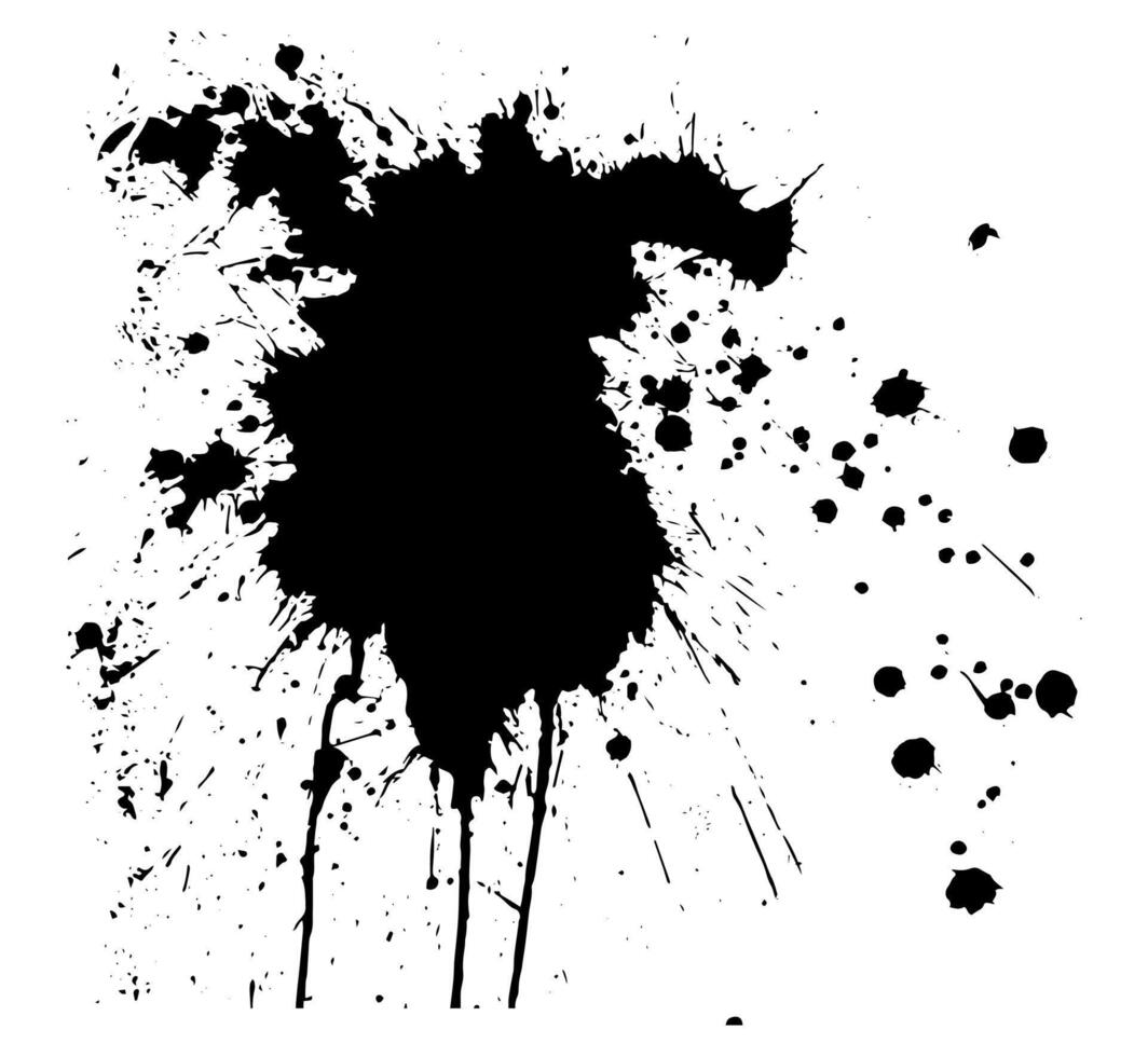 black ink stains on white background vector, black ink splatter on white background, grunge brush strokes vector illustration, a black and white drawing of a paint splatter