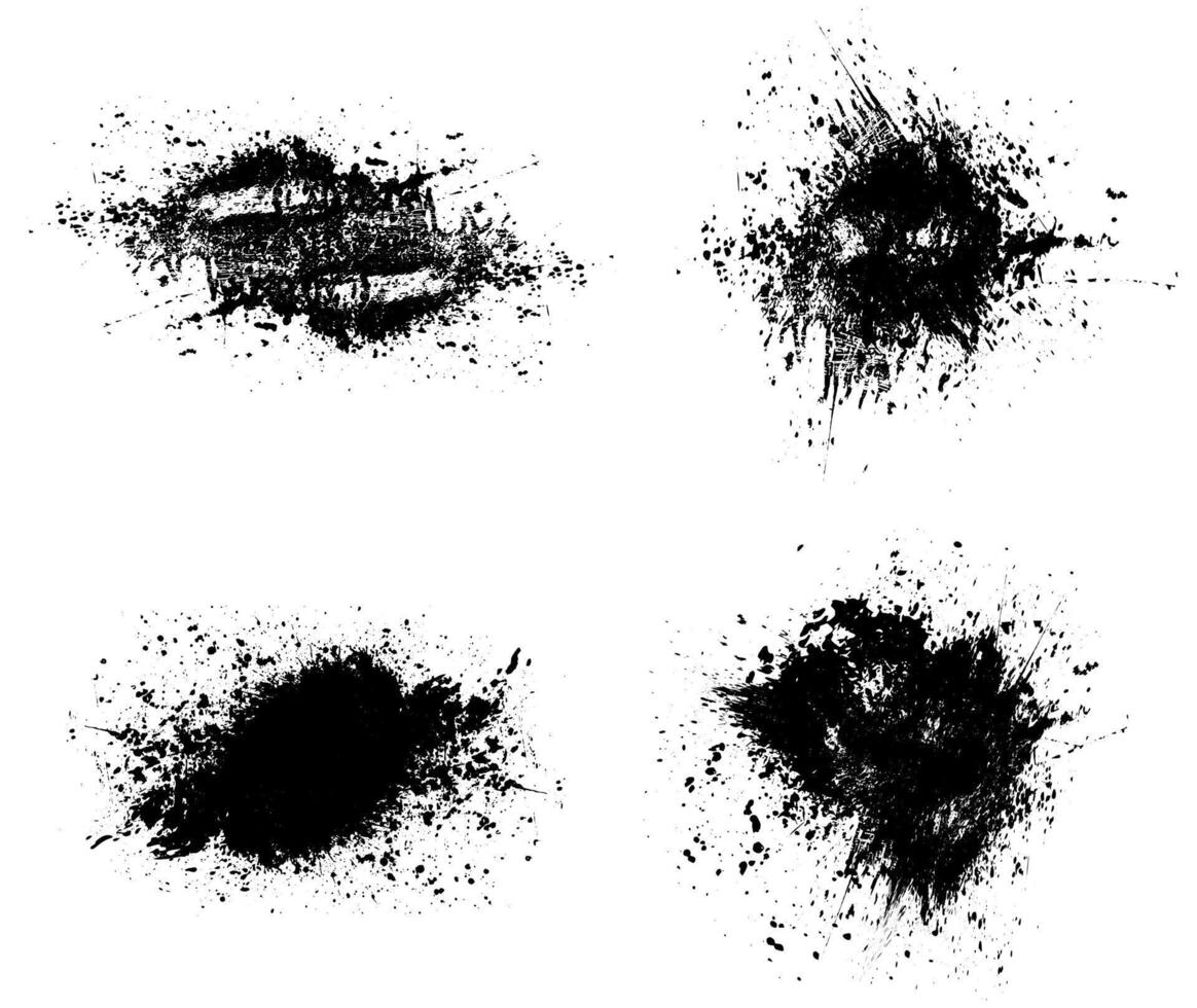 black and white grunge splatter background, a set of black ink circles brush stroke bundle on a white background,black and white icons set, vector