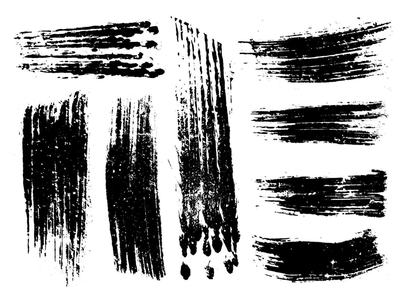 a set of black ink circles brush stroke bundle on a white background,black and white icons set, a bundle of black ink swirls on a white vector