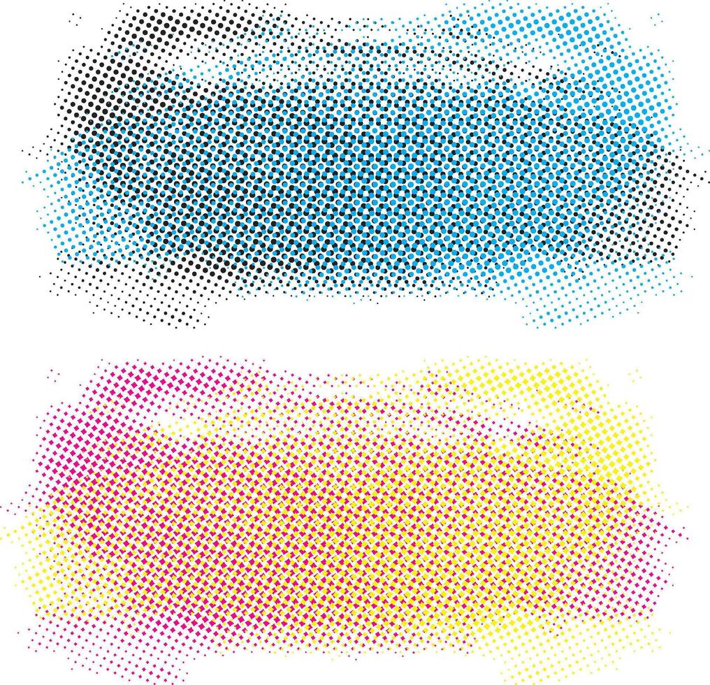 CMYK halftone circle dot effect brush vector set