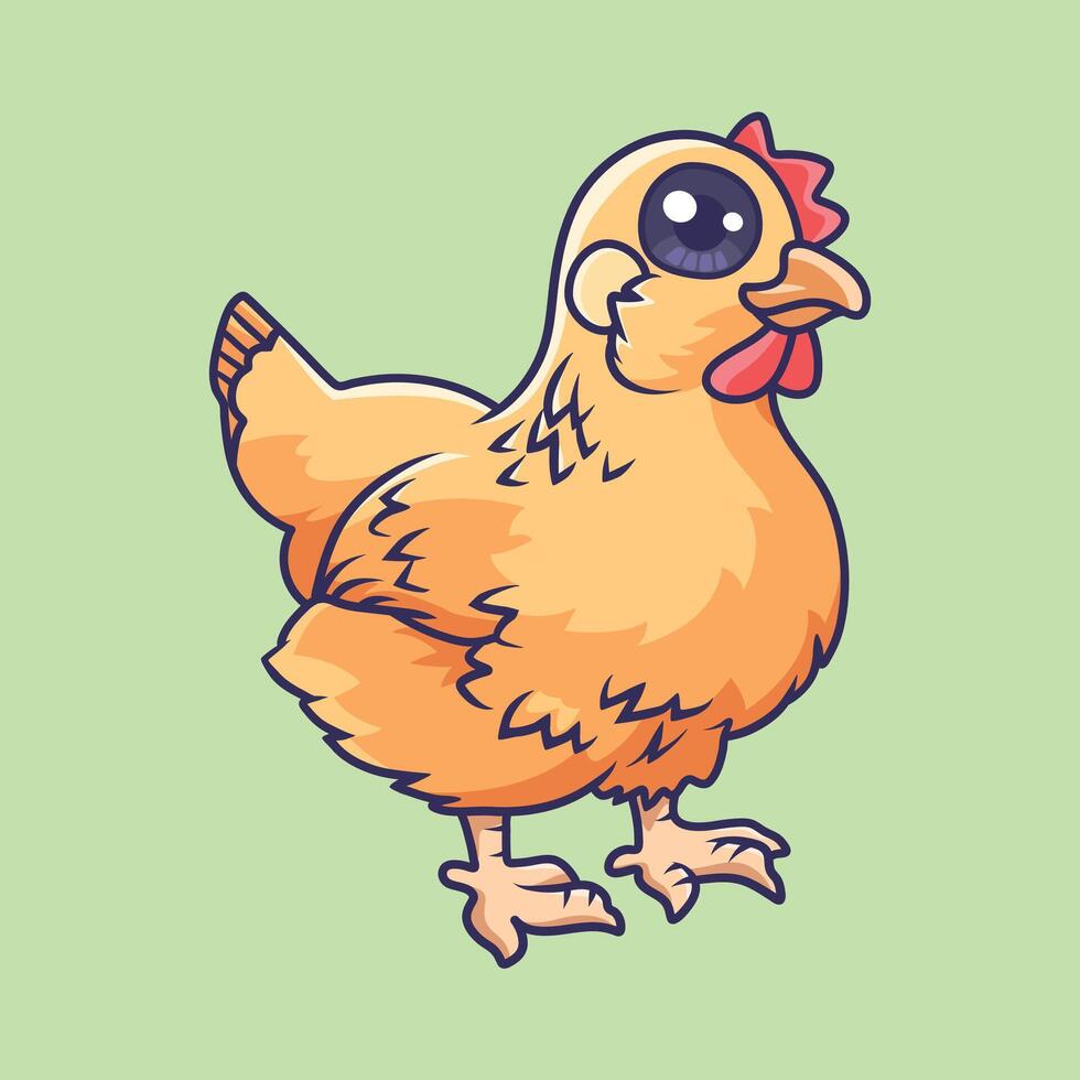 Cute chicken animal cartoon character vector Illustration.