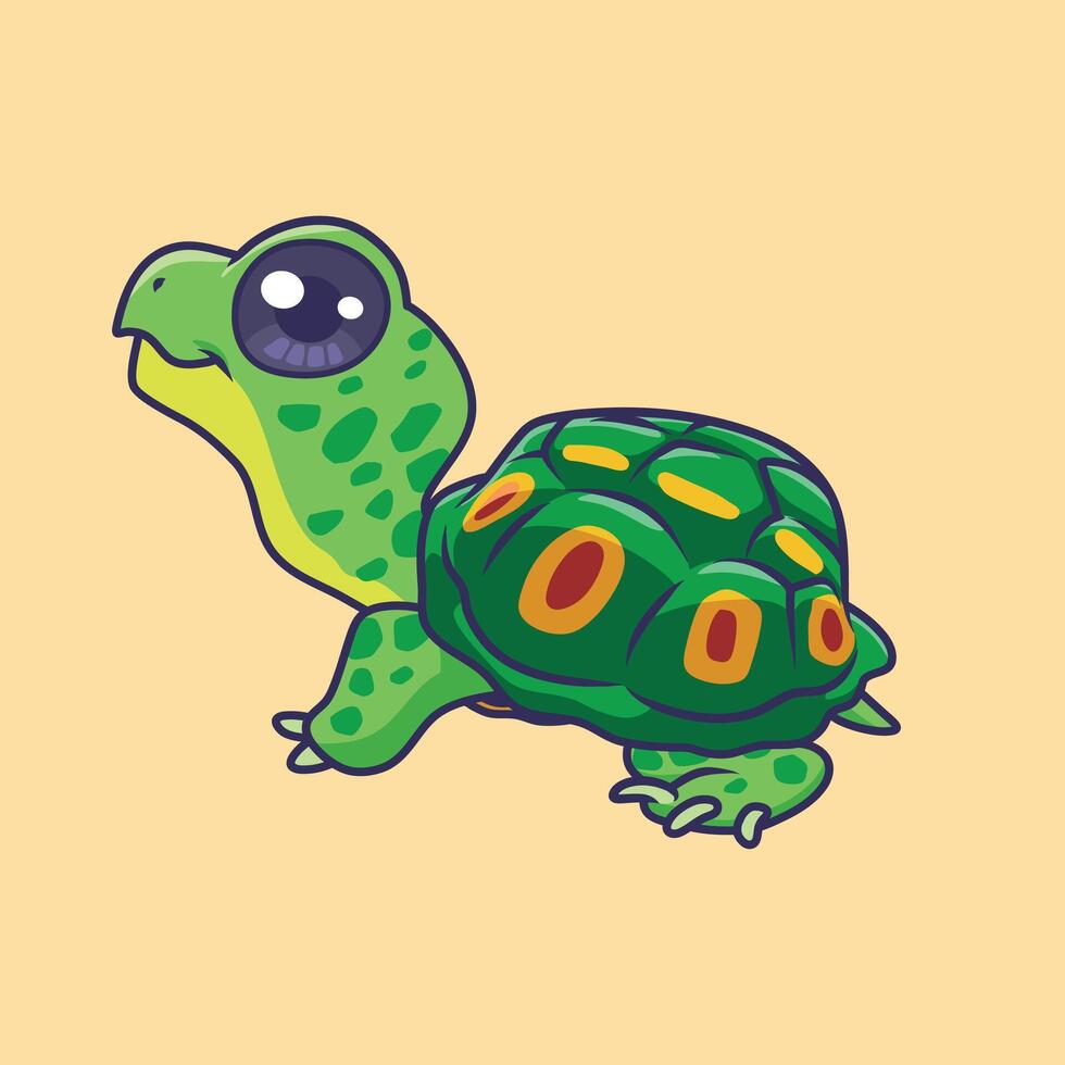 Cute tortoise animal cartoon character vector Illustration.