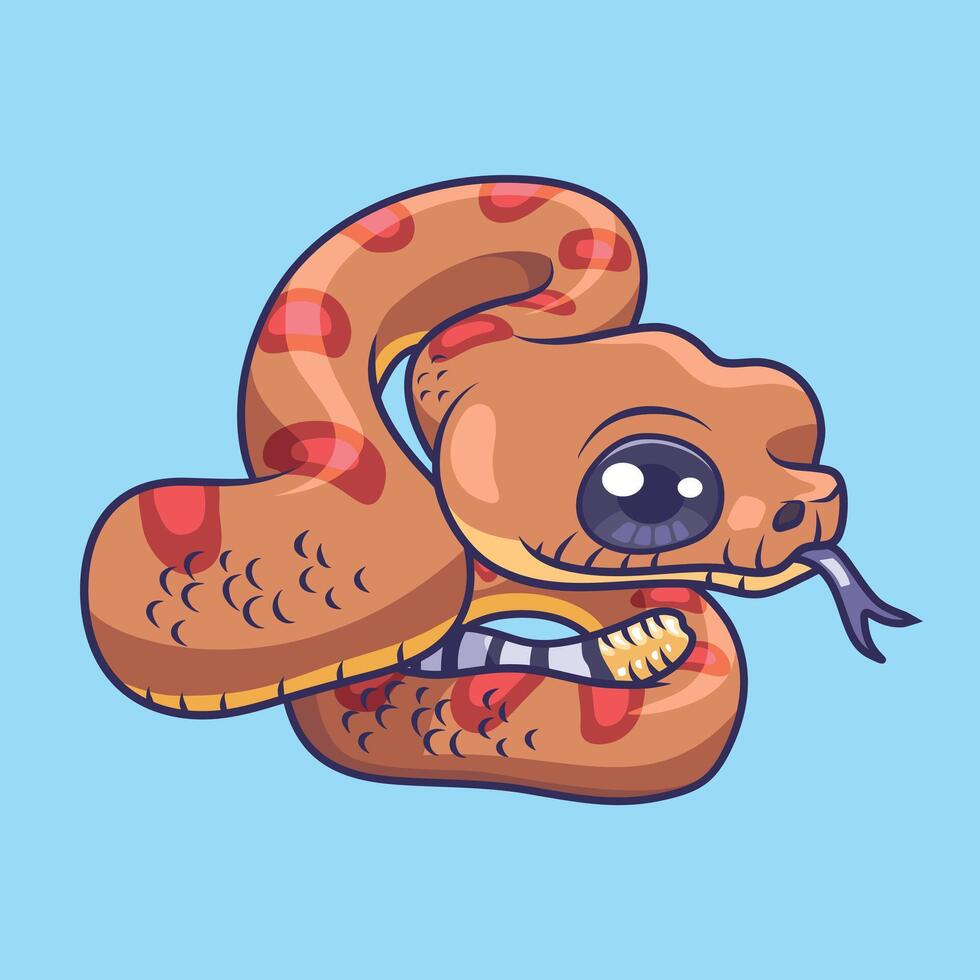 linda traqueteo serpiente animal dibujos animados personaje vector ilustración.