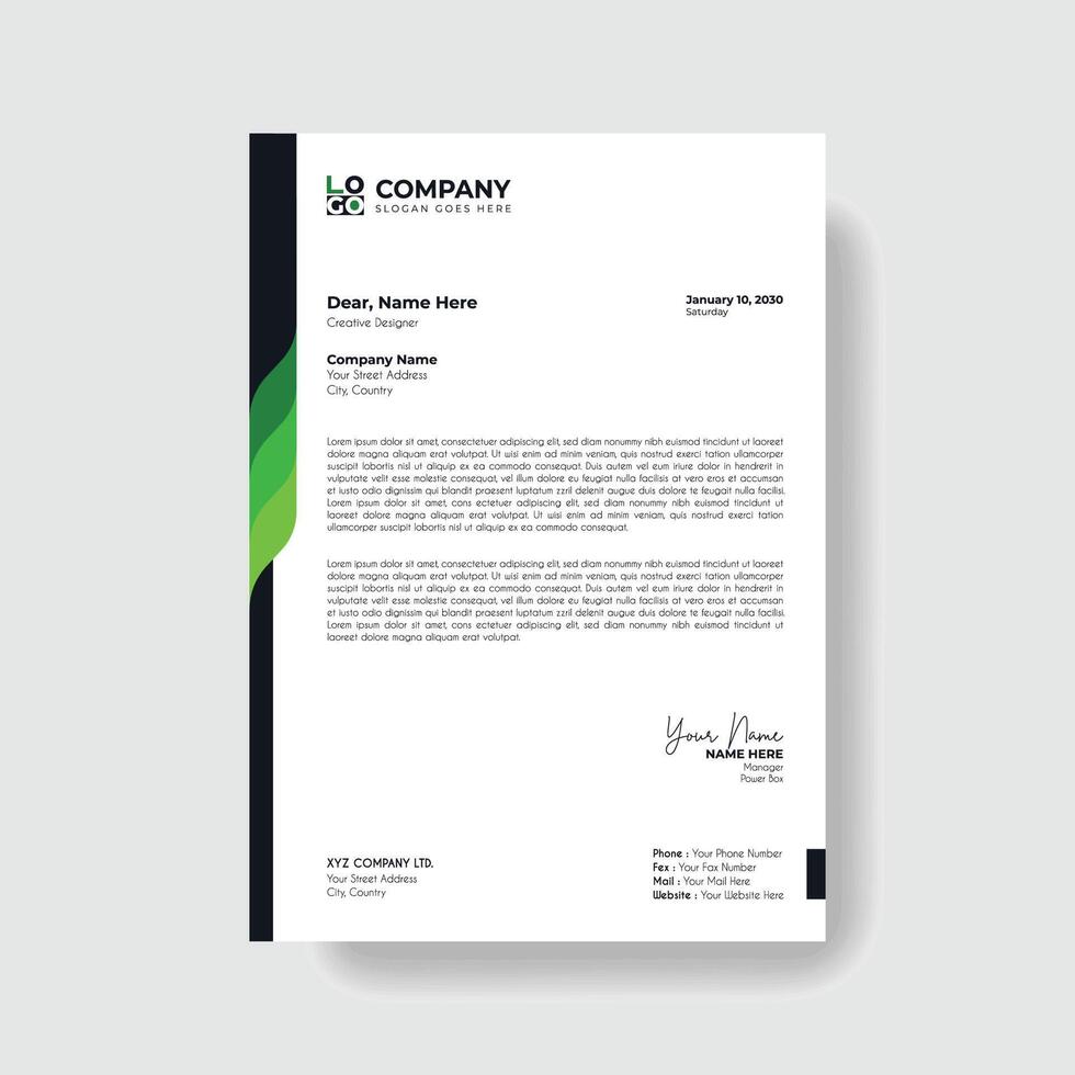 Professional And Creative Modern Corporate Business Letter Head Template. vector