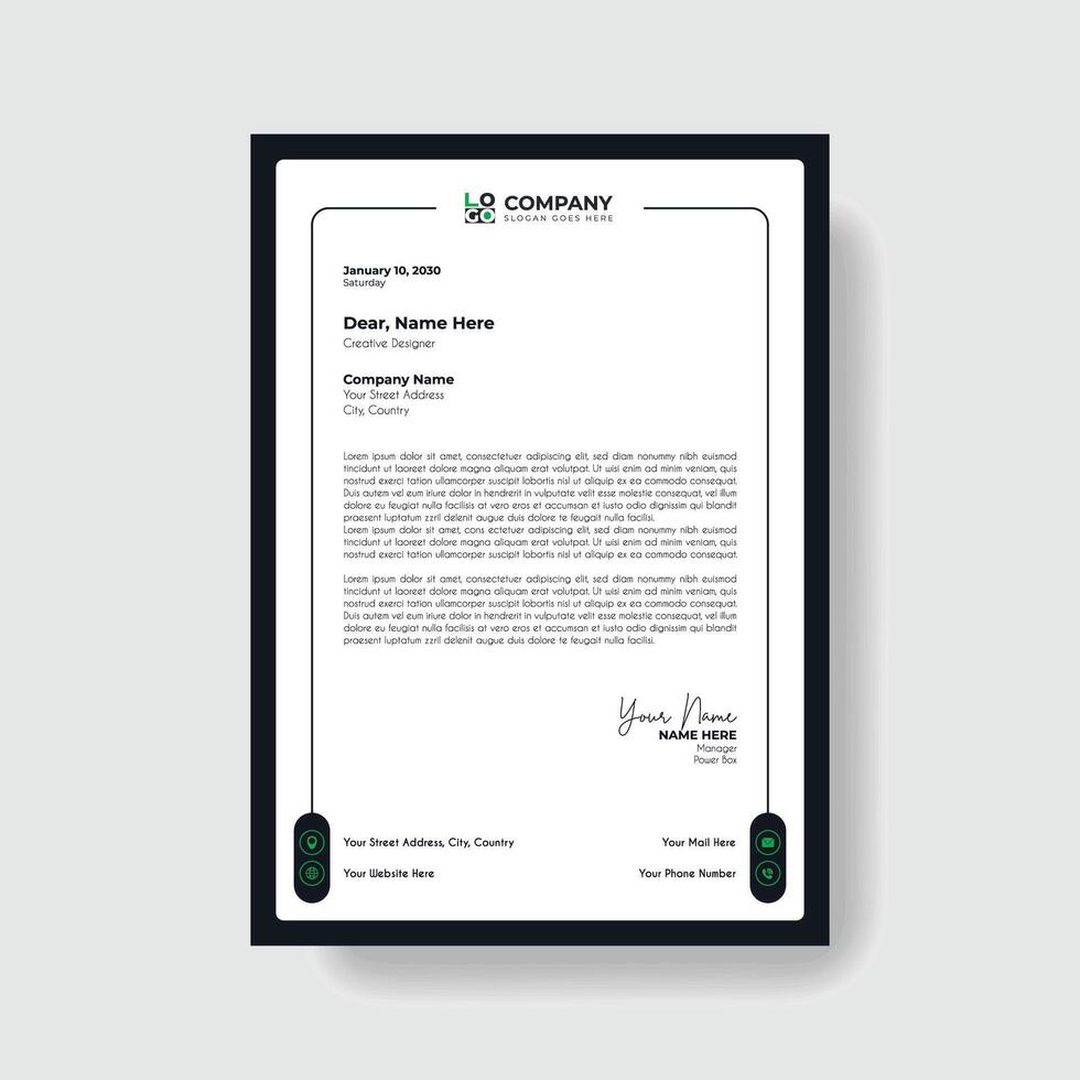 Professional And Creative Modern Corporate Business Letter Head Template. vector