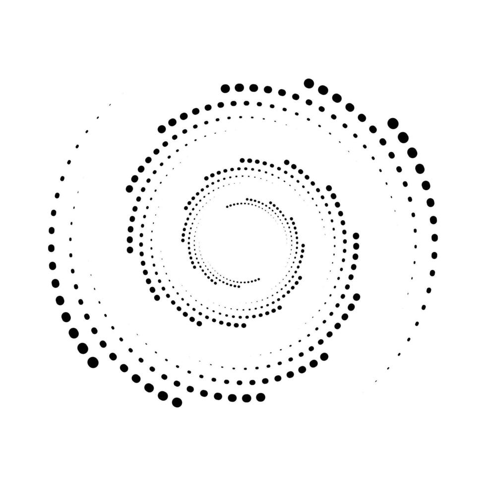 trama de semitonos circular punteado marcos colocar. circulo puntos aislado en el blanco antecedentes. logo diseño elemento para médico, tratamiento, cosmético. redondo frontera utilizando trama de semitonos circulo puntos textura. vector