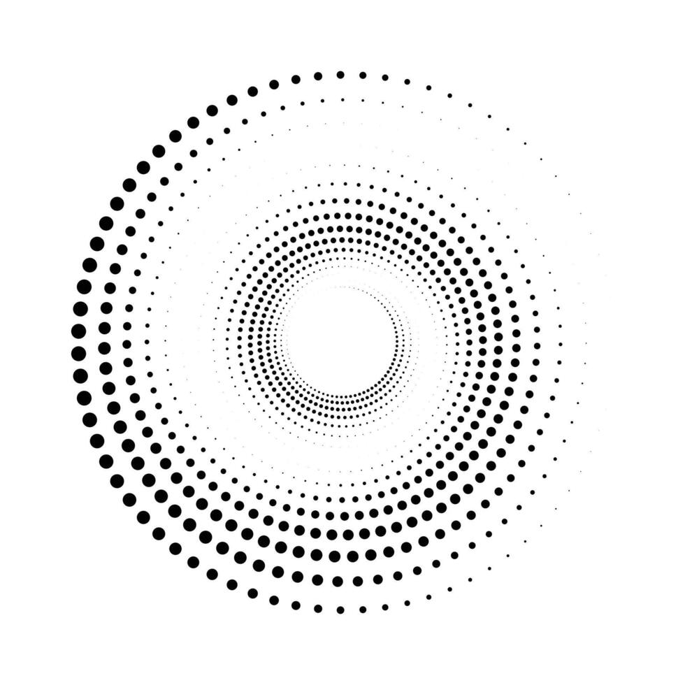 trama de semitonos circular punteado marcos colocar. circulo puntos aislado en el blanco antecedentes. logo diseño elemento para médico, tratamiento, cosmético. redondo frontera utilizando trama de semitonos circulo puntos textura. vector