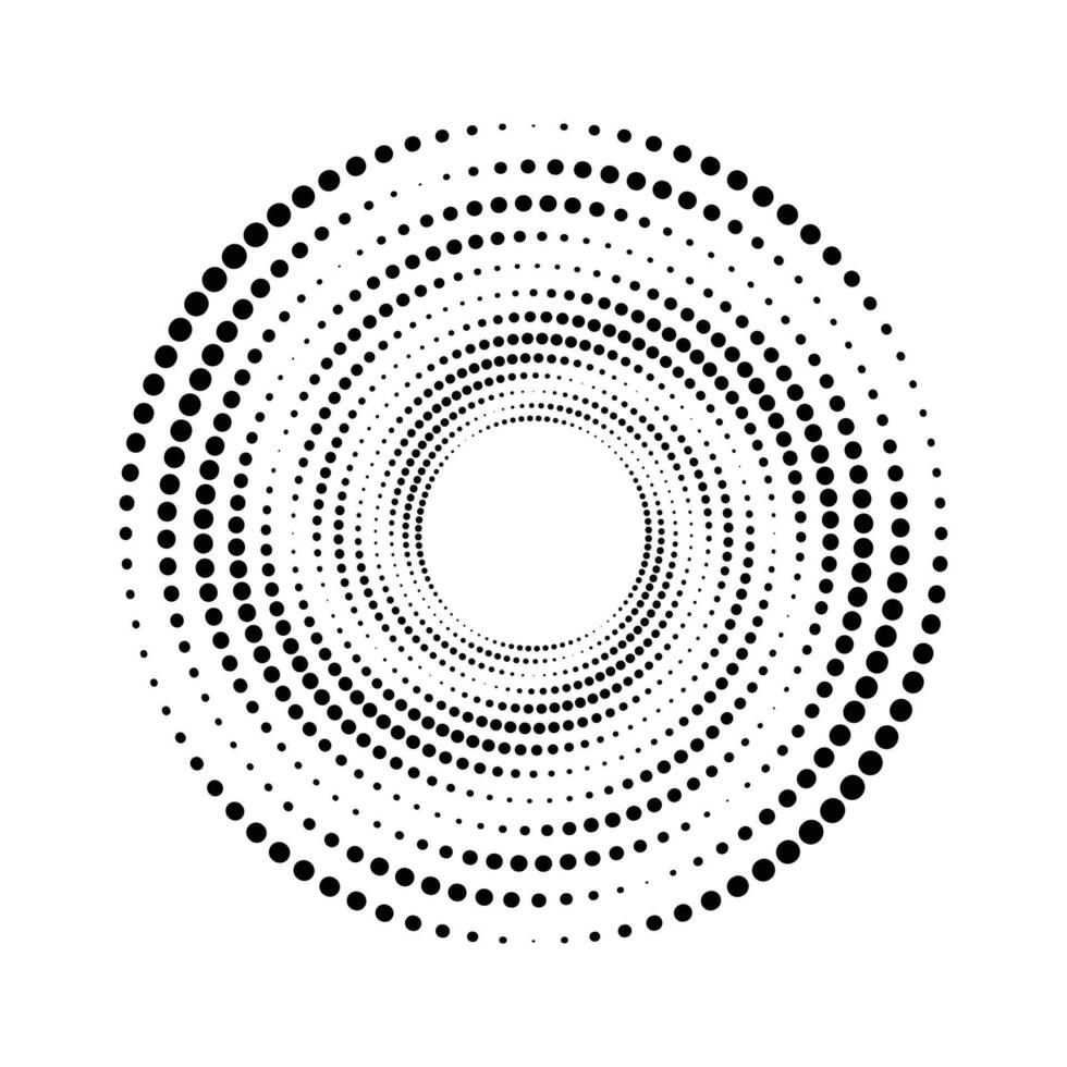 trama de semitonos circular punteado marcos colocar. circulo puntos aislado en el blanco antecedentes. logo diseño elemento para médico, tratamiento, cosmético. redondo frontera utilizando trama de semitonos circulo puntos textura. vector