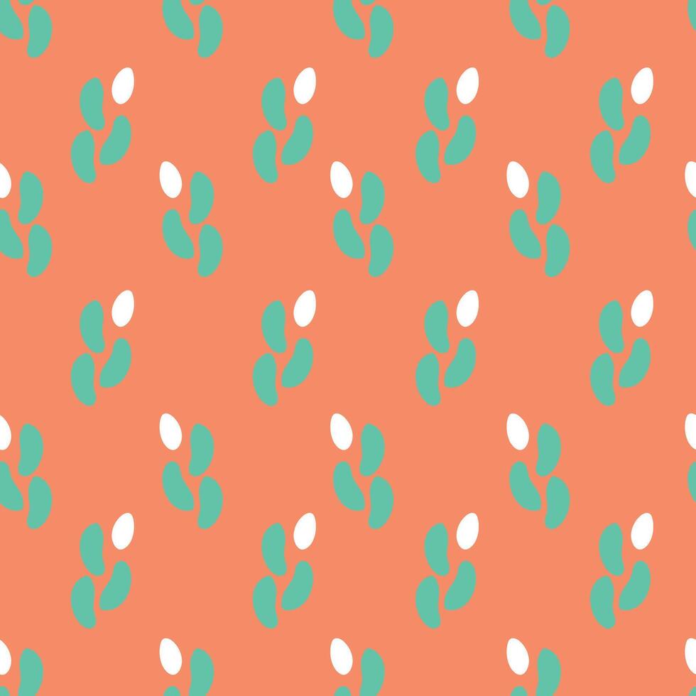 Floral abstract geometric shapes, vector seamless pattern. Orange, green