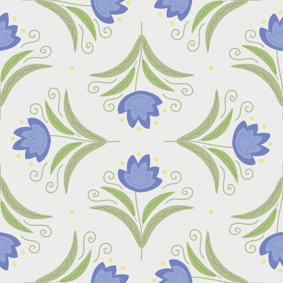 Seamless patterns. Set of summer blue flowers . Simple flat modern drawing. Floral texture for textile and fashion design. Spring botanical print. vector
