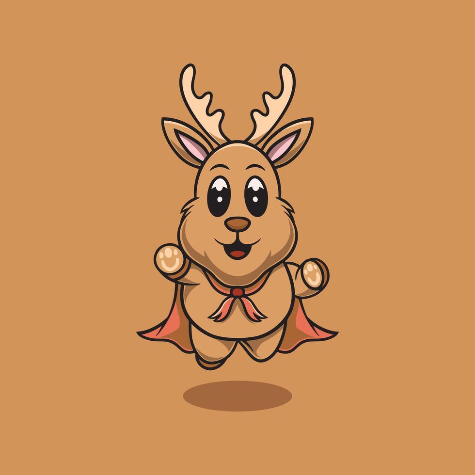 Basic RGBaCute deer is a superhero cartoon illustration vector