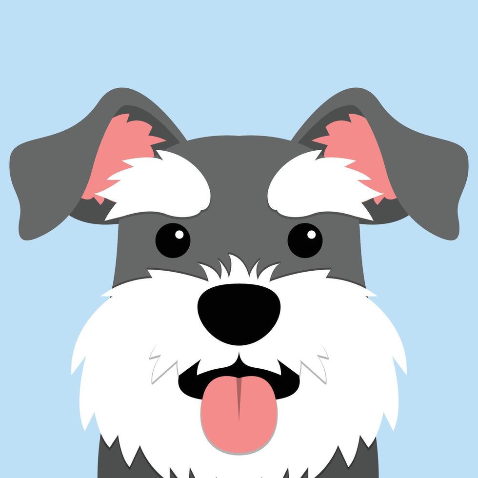 Cute miniature schnauzer dog flat design, vector illustration