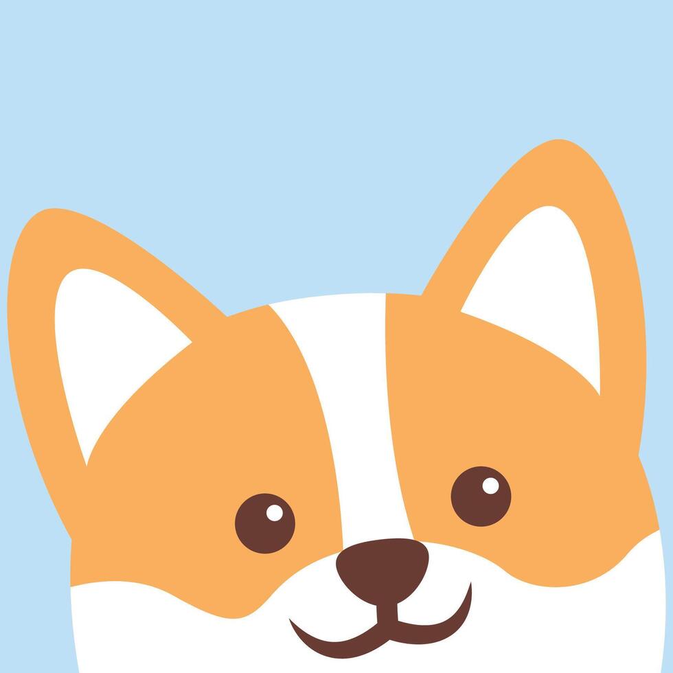 Cute welsh corgi dog face, vector illustration