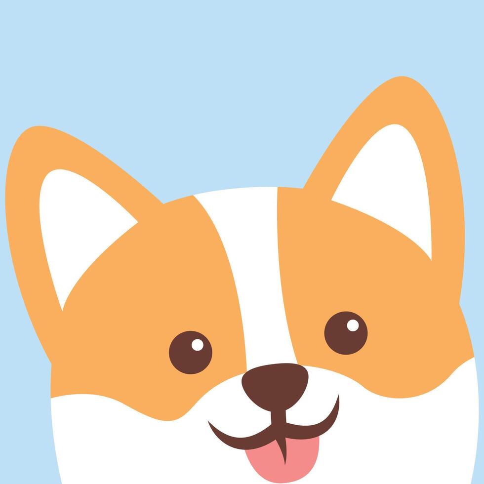 Cute welsh corgi dog face, vector illustration